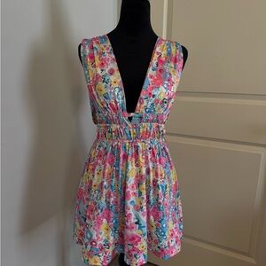 Floral V-Neck Sleeveless Dress